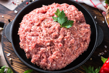 Minced meat and ingredients.
