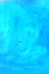 Abstract grunge bright blue painting background. Artistic brushstroke texture background. Hand painted gouache background.