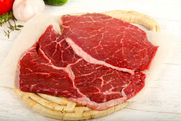 Raw beef steak