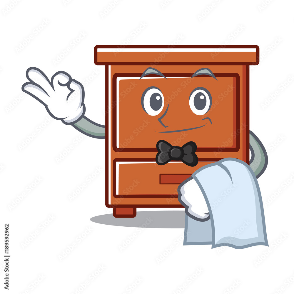 Sticker Waiter wooden drawer mascot cartoon