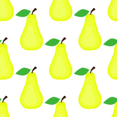 Seamless background, pear on white background.