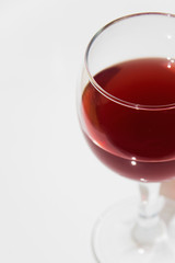 Isolated elegant glass of red wine on white background with space for menu or text