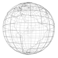 Globe contour. Vector rendering of 3d