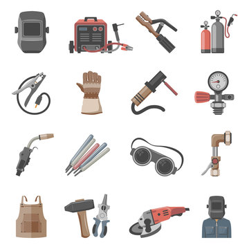 Welding equipment icon set