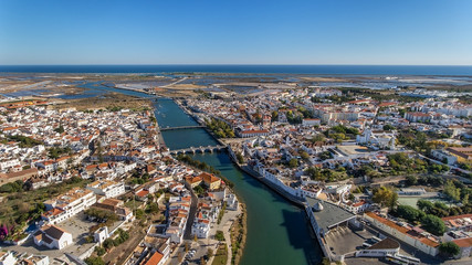 Naklejka premium Gilao River and bridges in the city of Tavira.