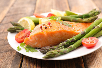 salmon fish and asparagus