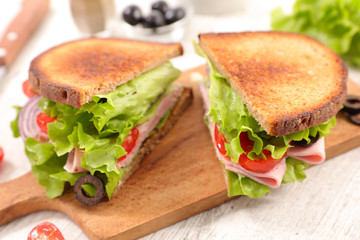 sandwich with salad and ham