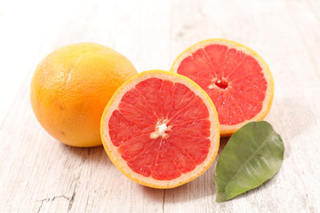 fresh grapefruit and leaf