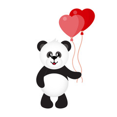 cartoon cute panda with lovely balloons