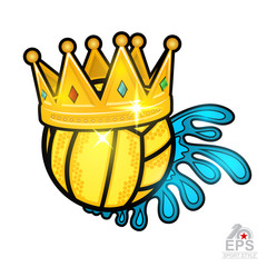 polo ball with crown and water splash from one side. Vector sport logo for any team or competition isolated on white