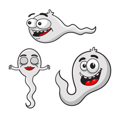 set cartoon smiling sperm, vector illustration