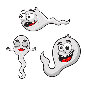 set cartoon smiling sperm, vector illustration