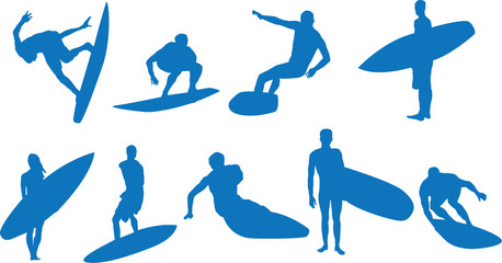 Set of Surfer silhouettes