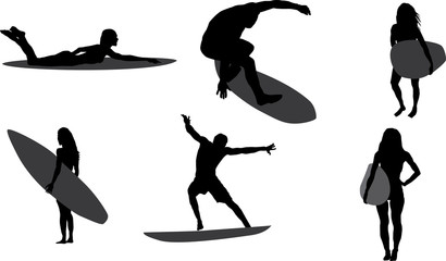 Set of Surfer silhouette