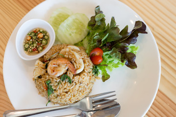 Thai food Fried rice is very good on the table.