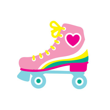 Girls pink roller blading shoe. 