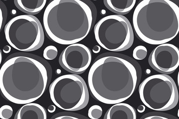 Black and white bubble pattern in retro vintage textile style. Abstract soft round geometric shapes seamless pattern.