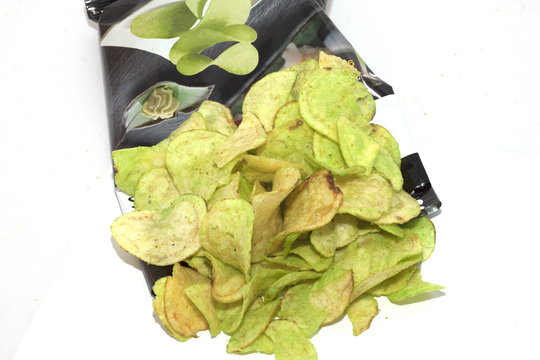 wasabi chips patatine giapponesi verdi