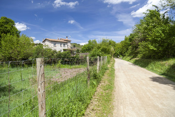 Fototapeta na wymiar Landscape in Garrotxa region,touristic route,Ruta del carrilet in Olot,Catalonia,Spain.