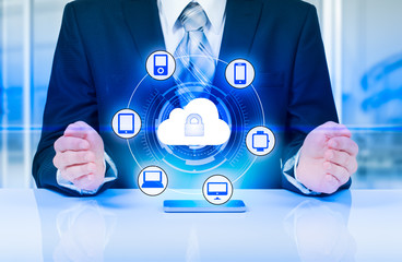 Protect cloud information data concept. Security and safety of cloud data