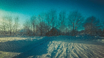 Picture of water drops on car window
