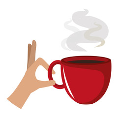 hand with coffee cup hot icon