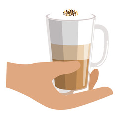 hand with iced delicious coffee icon