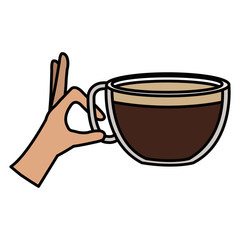 hand with coffee cup hot icon