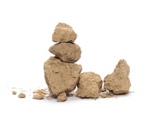 Pile of dirt, soil isolated on white background