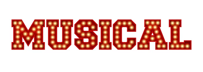 Fotobehang Musical word made from red vintage lightbulb lettering isolated on a white. 3D Rendering © ink drop