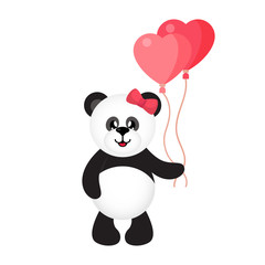 cartoon cute panda girl with lovely balloons