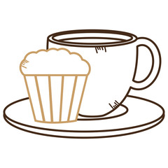 coffee cup hot with cake