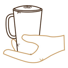 hand with iced delicious coffee icon