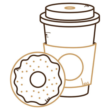 coffee in plastic cup with donut