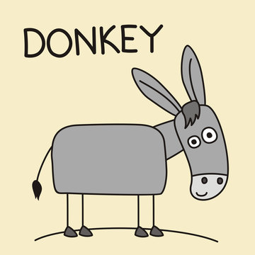 Funny donkey in cartoon style