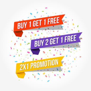 Buy 1 Get 1 Free, Buy 2 Get 1 Free & 2X1 Promotion Tags