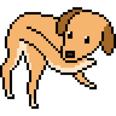 Obraz premium vector pixel art dog play tail