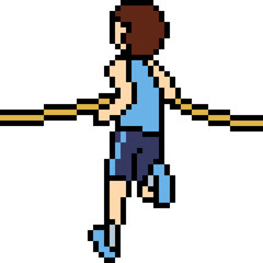 vector pixel art runner finish line