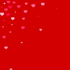 Pink Red Hearts Confetti Falling Background. Valentine's Day Pattern. 