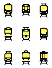isolated train icons set