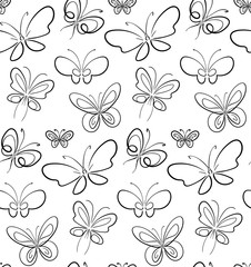 Butterfly set pattern Black on White simbols