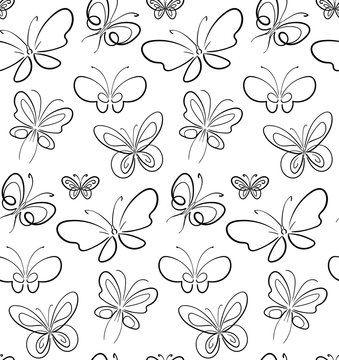 Butterfly set pattern Black on White simbols