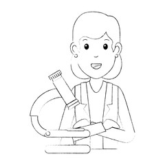woman doctor with microscope avatar character
