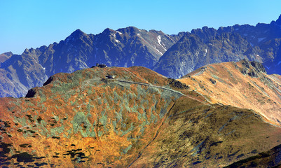 Poland, Tatra Mountains, Zakopane - Goryczkowa Valley, Kasprowy Wierch Beskid, Koscielec, Granaty peaks and High Tatra in background - obrazy, fototapety, plakaty