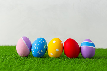 Easter eggs on the grass