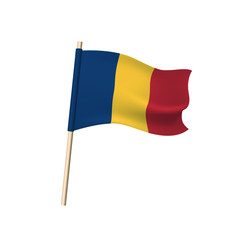 Chad Republic flag on white background.