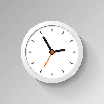 Clock icon in flat style. Minimalistic watch on white background. Business timer. Vector design element for you project