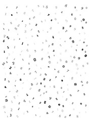 falling numbers, figures math backdrop on white background