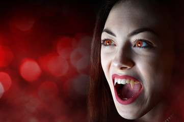 Fototapeta premium Halloween angry vampire woman. Horror theme.