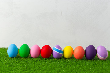 Easter eggs on the grass